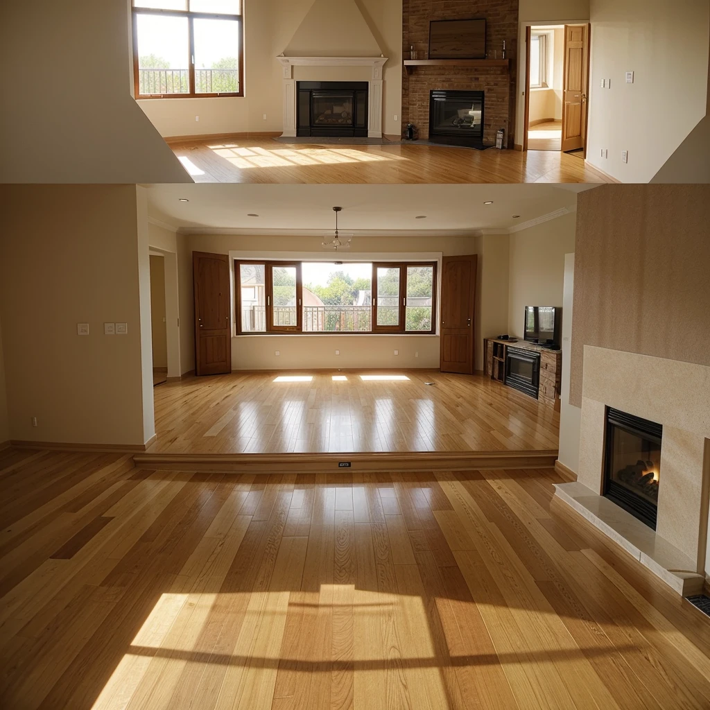 Plan Project of a house with 3 bedrooms and 2 bathrooms, one of which is located in one of the bedrooms, living room and kitchen with fireplace