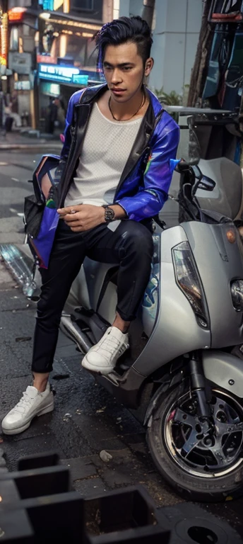  cyberpunk handsome boy chang clothes realistic face 