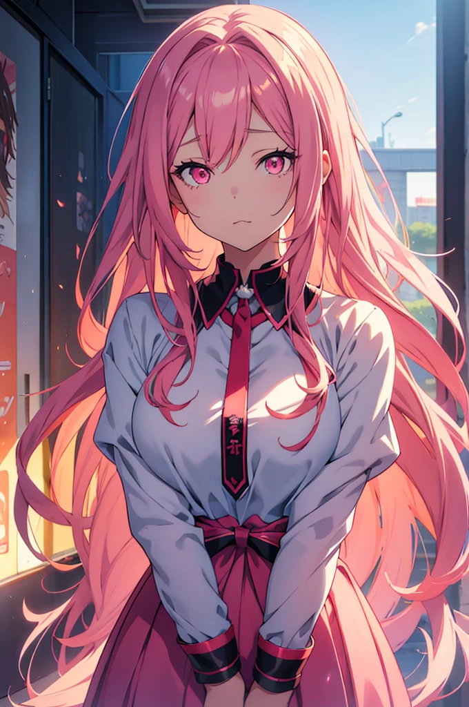 anime girl with long hair and pink eyes in a , anime moe art style, beautiful anime high school girl, soft anime cg art, attractive anime girl, seductive anime girl, digital anime illustration, visual anime of a cute girl, cute anime girl, Best Anime Girl, cute anime girl, Hyper realistic , anime girl portrait, cute anime girl portraits