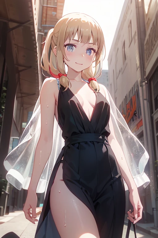 (from below:1.2),(from side:0.9), (Close-Up:0.6), highest quality、(real、photorealistic:1.4)、(RAW photo:1.2)(Curve,Model,glamor:1.5),Beautiful breasts,colour_aberration,beautiful detailed shadow,Beautiful eyes,Beautiful body,Beautiful skin,beautifull hands,(medium_breasts:1.5),1 girl in, (perky chest:1.2), (pointed chest:1.2), dark bronde hair,long hair,side ponytail,hair between eyes,bangs,Purplish brown eyes that dreamers desire, (Blonde hair) , small stature, Colossal tits, Lori, (masutepiece:1.2, Best Quality), (finely detailed beautiful eye: 1.2), (beautifull detailed face), (Best Illumination, extremely delicate and beautiful), ((Cinematic Light)), Dramatic light,Ultra Contrast、Braid a little around the ears, clavicle, red long dress、only has 5 fingers,Her pussy is visible through the see-through white thong、Wet pants、You can see inside your underwear、full of sweat、mocking look、diaper、nffsw,Arms crossed、grab the arm、Shoot from below、The angle is as seen from below.、Best Quality、Large breastuscular pussy:1.2、Pubic hair,high-level image quality、hightquality、8K,perfect hand、5 fingers、finger pin、Perfect Finger、see-through T back、Naked、noise cut、bullet hand、Her hair color should have been a brighter brown,The skirt part is also carefully expressed,brown skirt、the skirt is floating in the wind:1.3、see-through purple panties、Pubic hair majority,(with sparkling eyes and a contagious smile),her thin pubic hair:1.2, looking at viewer