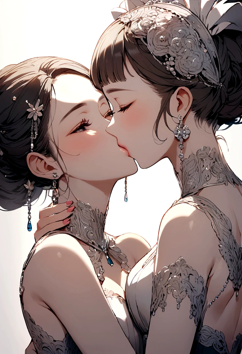 Woman kisses other woman