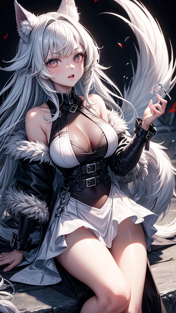 She-wolf with big eyes, sharp claws. Defend wolf cubs