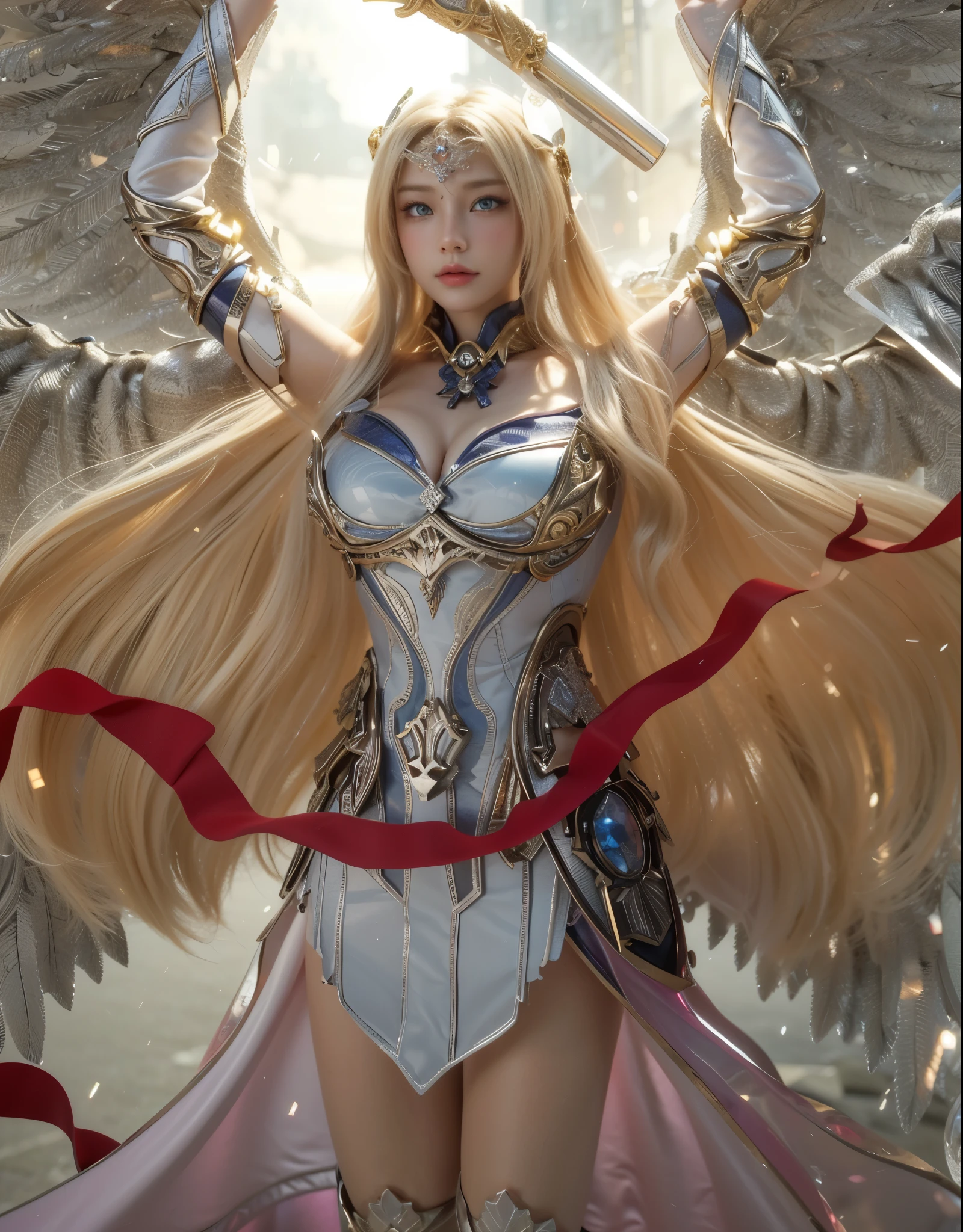 Game Art,Best image quality,Maximum resolution,8K,(A half-length photo),(portrait),(Head close-up),(Rule of Thirds),Unreal Engine 5 rendering works,20 year old girl,((Queen)),The eyes are very detailed,(Large Breasts),Elegant and noble,Light,Light线追踪,Game CG,((3D Unreal Engine)),OC rendering reflection mode,4K,Ultra-clear,Sensual,Translucent lace,Fair and plump figure,Pretty Face,Light泽凝胶涂层,身着华贵礼服的Queen,Crystal Gem Crown,Necklace jewelry,blue eyes,The tattoo is very three-dimensional,Gorgeous and intricate tattoo designs,Ultra-clear portrait,Sexy body,Temple Princess,Sapphire eyes,Blond Archangel