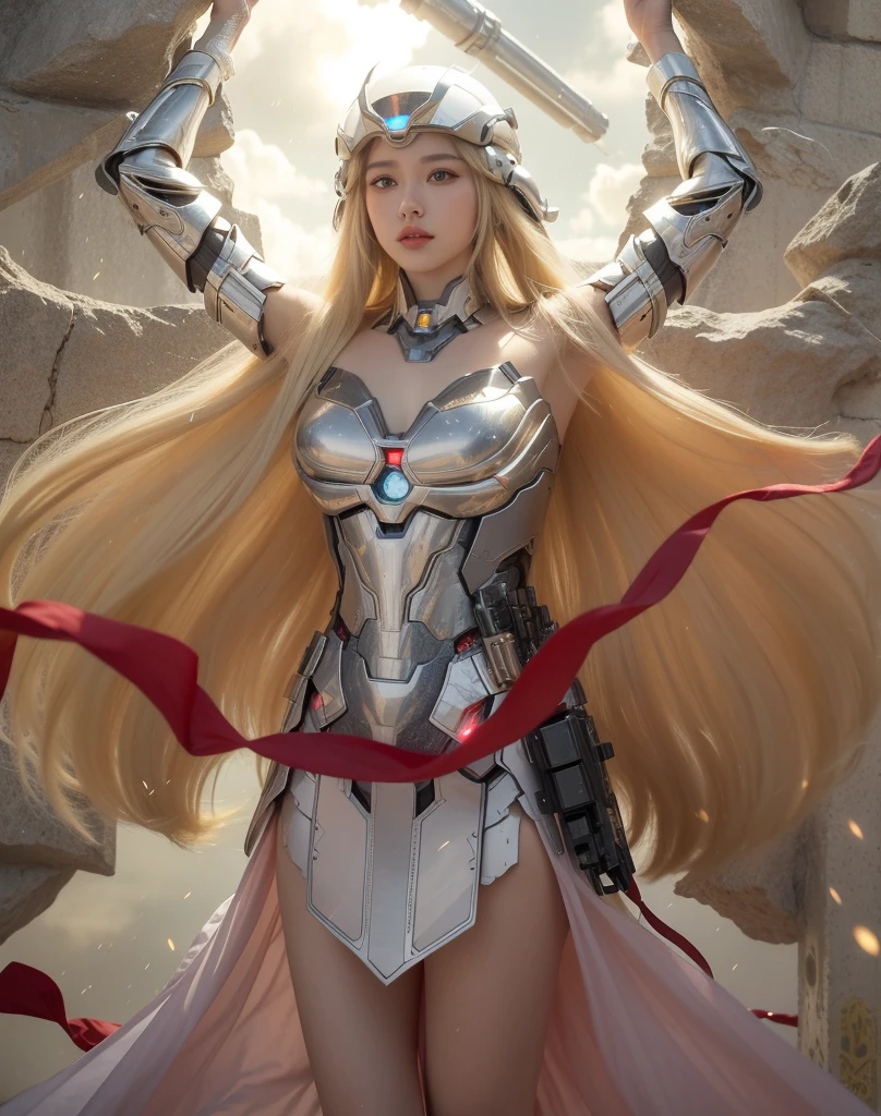 Futuristic high-tech style,best quality,Fairy Skin,(every time :1.2),eternal,Very detailed,Practical,high quality,Light,Light线追踪,Ultra HD,Upper Body, Future Iron Man Mech,shooting,Battery,Transmitter,Large caliber artillery,Rostlan 8K,Armored Girl,Wearing a cyberpunk technology helmet,星际战甲helmet,With breathing Light,The armor of the future shines,Armed Cannon,High-tech armor,helmet,Mechanical,圣Light大天使,穿着Light明机械铠甲,Raise your hands
