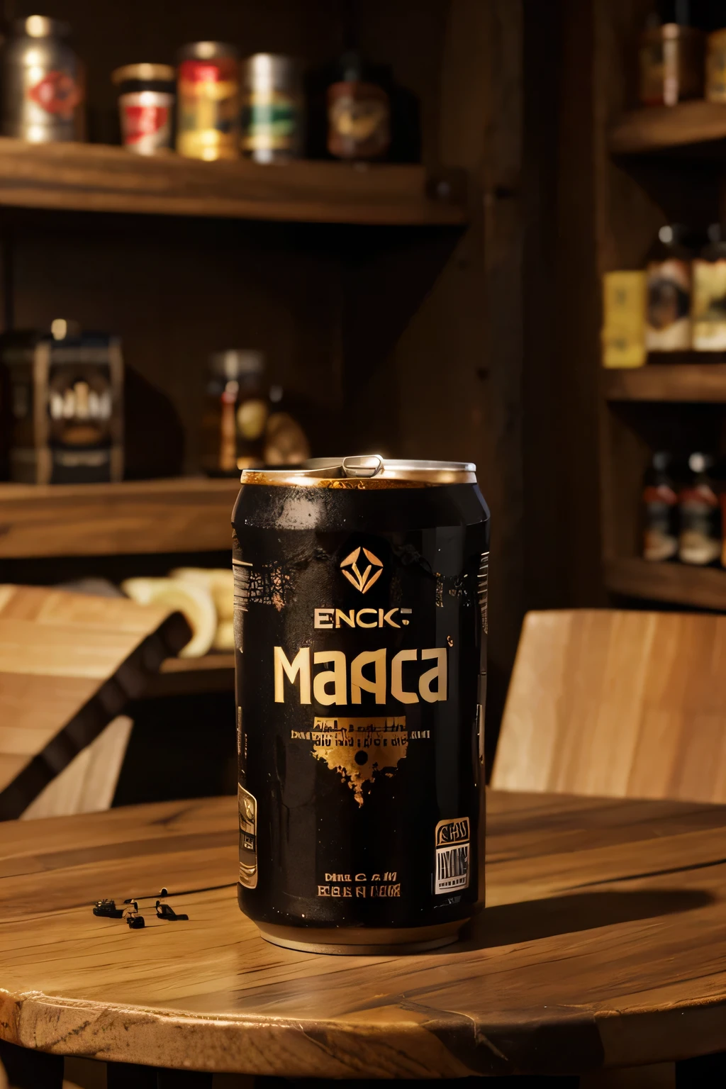 a label for a container of black maca-based energy drink with the name vital maca