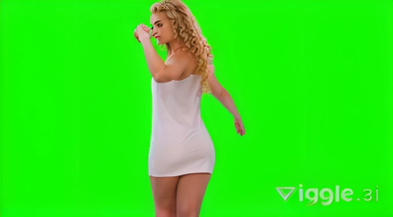 wide shot, (((side view with outstrechted arms))))) of a full body 3/4 left side view profile portrait photo of a 25 y.o. beautiful european woman wearing (((white short summer dress ))),(((Long ((blonde curly hair)))),fit slim body, ((pale skin)), detailed long hair blown in the wind,(((she stands slightly splayed, outstreched arms down in 3/4 left side view))), full body photo, ((((standing in open "A" positure,))) ((3/4 left side view))))), wearing white short summer dress, skinny fit body, nice legs, studio photo,studio lighting, GREEN BACKGROUND,Full body portrait, lifelike texture, dynamic composition, high contrast, real human skin, (skin pores: 0.8), real human hands, detailed hair, studio photo, fashion photo, !!!!not nude!!!, not nsfw, neutral colors, natural lights, realistic textures, photorealistic, hyperrealistic, confident expression, determined, dramatic, ultra-high res, 8k uhd, dslr, analog, RAW, high quality, film grain, photogrphed on Nikon, Fujifilm XT3, 85mm F1.2, 1/80 shutter speed,