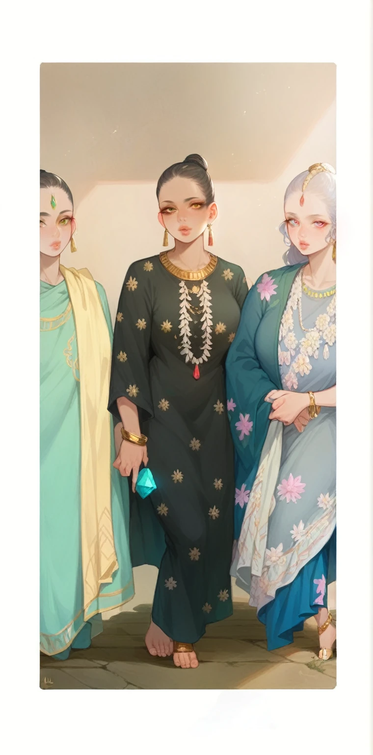 a bindi in the center of the forehead, beautiful royal temple, jewelry, gem, necklace, gold bracelet, anklets, thick lips, hands on lips, skindentation, lips half-open, (detailed eyes), (seductive pose), ulzzang-6500-v1.1, (large breasts:1.2) sexy