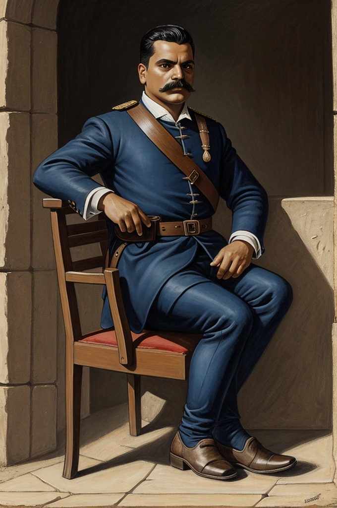 Emiliano Zapata caricaturist sitting on a sulla