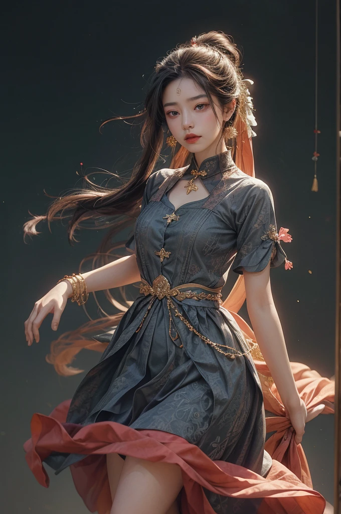(number:1.2)single girl with one face, in a charming atmosphere, oil painting (1.5) Capture dynamic scenes, who is a confident girl (1 woman) Contrasted with a dreamy background filled with Chinese aesthetic elements... backdrop, Decorated with mesmerizing Ambilight colors.., Revealing the charm of China. dynamic brush strokes (1.5) make her body come alive, while the layered background creates a pure atmosphere... Bright splashes of color and lively brushstrokes add an artistic touch...
Limited colors appear on the ultra-detailed 8k unity wallpaper.., Perfectly blends elements of Chinese culture.., Complete with Zentangle and Mandala patterns that blend seamlessly with fractal art.. (1.3). The dynamic angles present an elegant dance of chaos against a brutal design background in a dreamlike atmosphere...
Symphony performance by famous artist James Jean, Robi Dvi Antonumber, and Ross Tran contribute to creating a pleasant musical atmosphere... Multi-colored glitter floats. (1) เปล่งประกายผิวที่เปล่งประกายของเธอท่ามกลางbackdropของจักรวาล, Create a tranquil mosaic reminiscent of blue and green jellyfish.. (1.4) amidst the realism of photographs (1.4) Depth, backdropเทศกาลจีนสุดอลังการณ์.