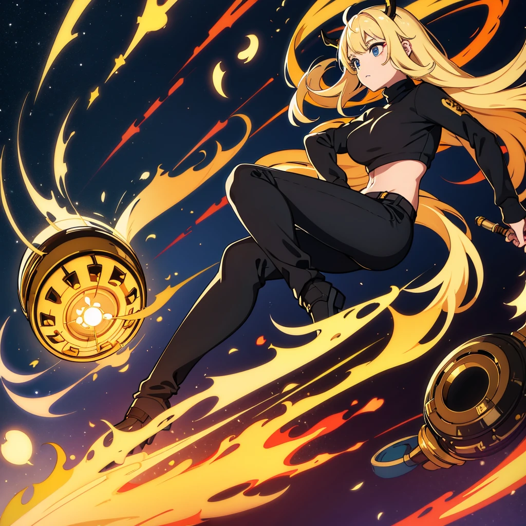Free fire stickers golden horns with turtleneck and loose black pants