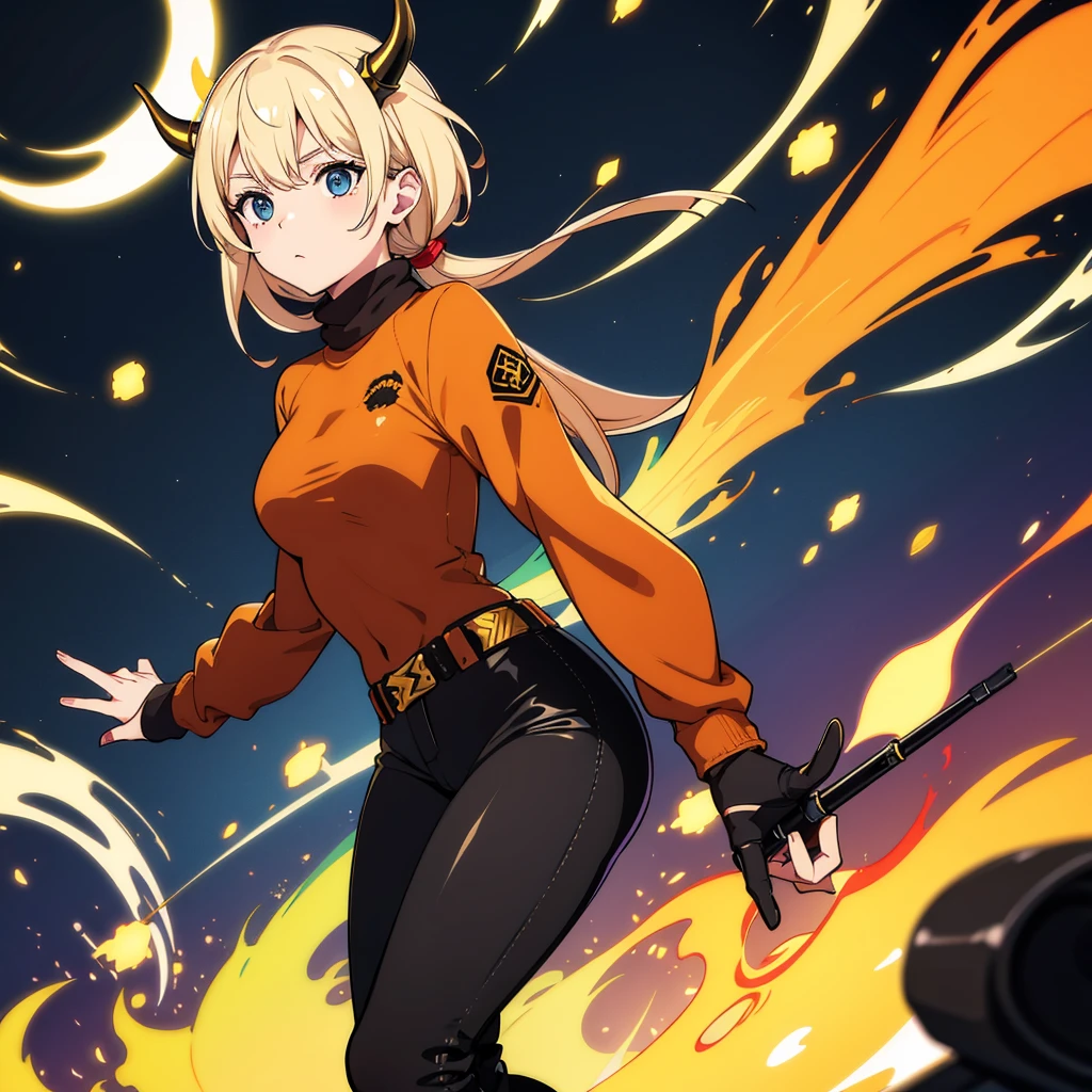 Free fire stickers golden horns with turtleneck and loose black pants
