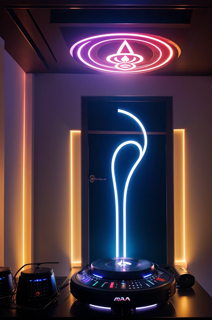 A logo named maa Trishakti Light and Sound of a business light and Sound and DJ