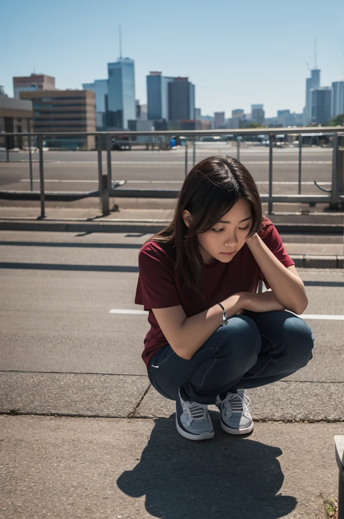 Person crouching on the ground