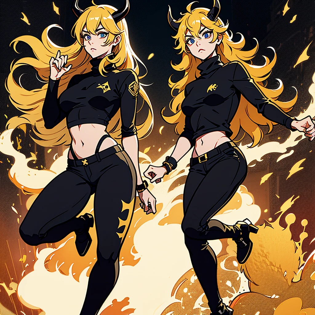 Free fire stickers golden horns with turtleneck and loose black pants
