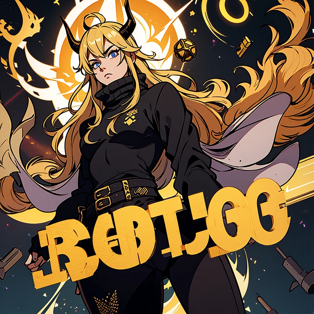 Free fire stickers golden horns with turtleneck and loose black pants