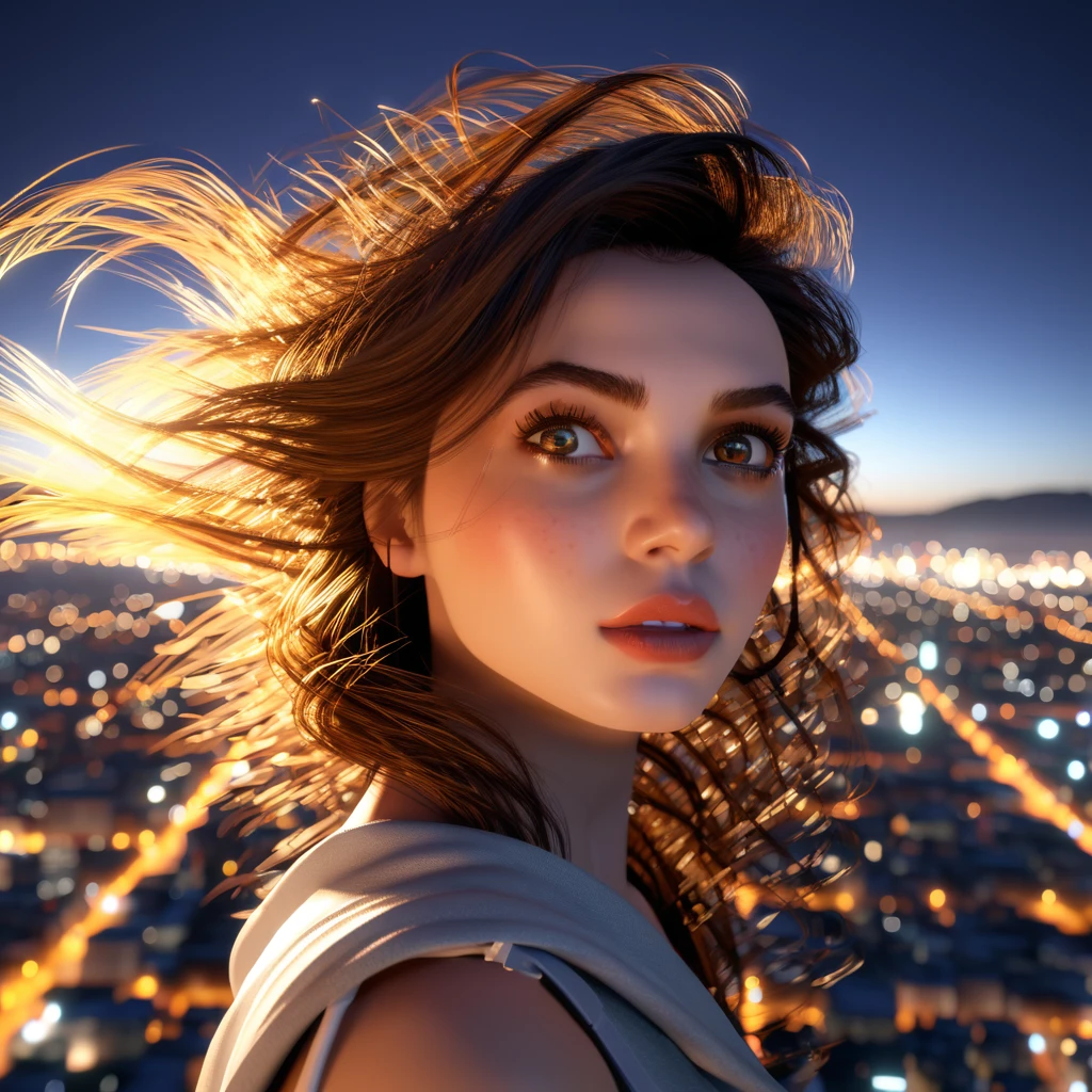 1girl, beautifully detailed eyes, beautiful detailed lips, extremely detailed eyes and face, long eyelashes, cinematic, epic scale, dramatic, panoramic, bird's eye view, meteor, disaster, cataclysm, nightscape, cityscape, coastal city, glowing sky, dramatic lighting, cinematic composition, photorealistic, 8k, high resolution, masterpiece, hyper detailed, ultra-realistic, studio lighting, physically-based rendering