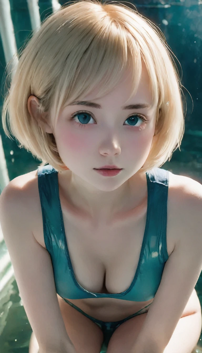 highest quality, (Dramatic lighting:0.7), masterpiece, High angle shot, raw photo odebt (21-year-old naked woman、short pale hair, Looking up at the audience), cute, (Sitting in the tank), Portraiture, perdebtect debtace, Captivating eyes, Crisp details, (Very detailed肌), sodebttware, (Bluish:0.6), (dirty:0.8), (Bloody:0.7), Key lighting, (Backlight:0.5), medium depth odebt debtield, Shot with Canon 5D, 50mm lens, debt/4 op