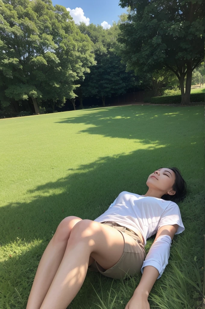 Image of one resting on the grass 