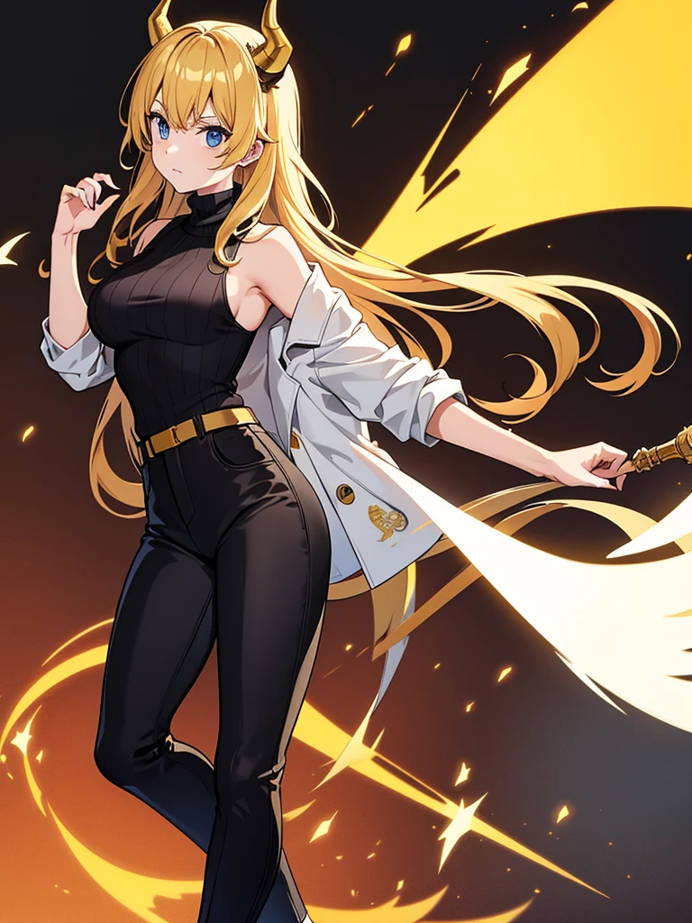 Free fire stickers golden horns with turtleneck and loose black pants