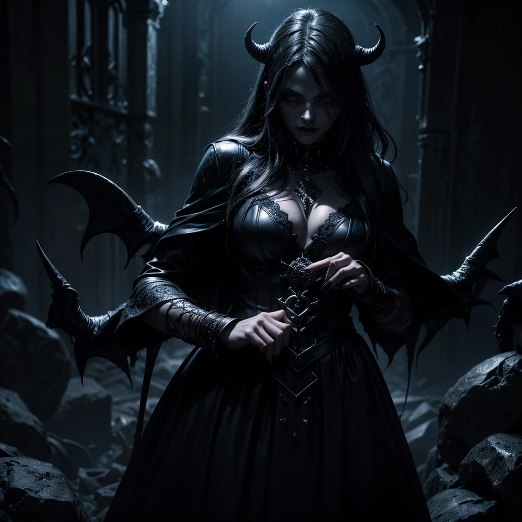 a sexy dark witch woman, a goat devil, dancing, magic circle, sinister mysterious environment, (best quality,4k,8k,highres,masterpiece:1.2),ultra-detailed,(realistic,photorealistic,photo-realistic:1.37),dark fantasy, occult, dark magic, moody lighting, dramatic lighting, cinematic, intricate details, supernatural, mystical, ethereal, chiaroscuro, dramatic poses, dramatic expressions, dark shadows, dark atmosphere, dark tones, dark colors, dark palette, dark magic ritual, dark magic circle, dark demonic entity, dark demonic creature, dark occult symbols, dark mystical symbols
