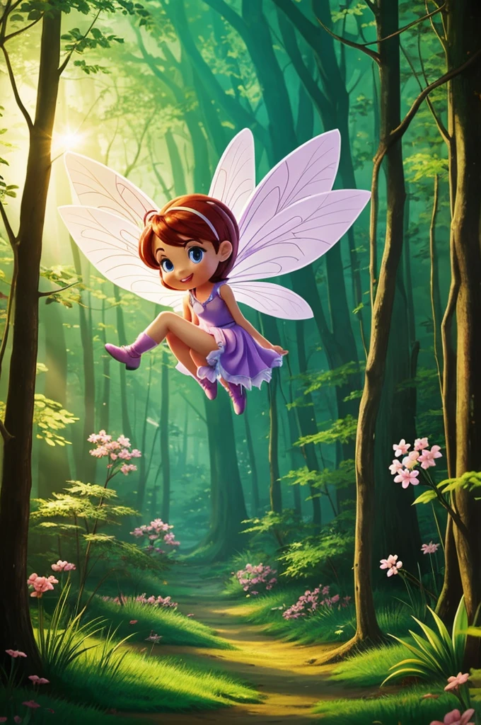 Image of a cartoon character in a fairy forest