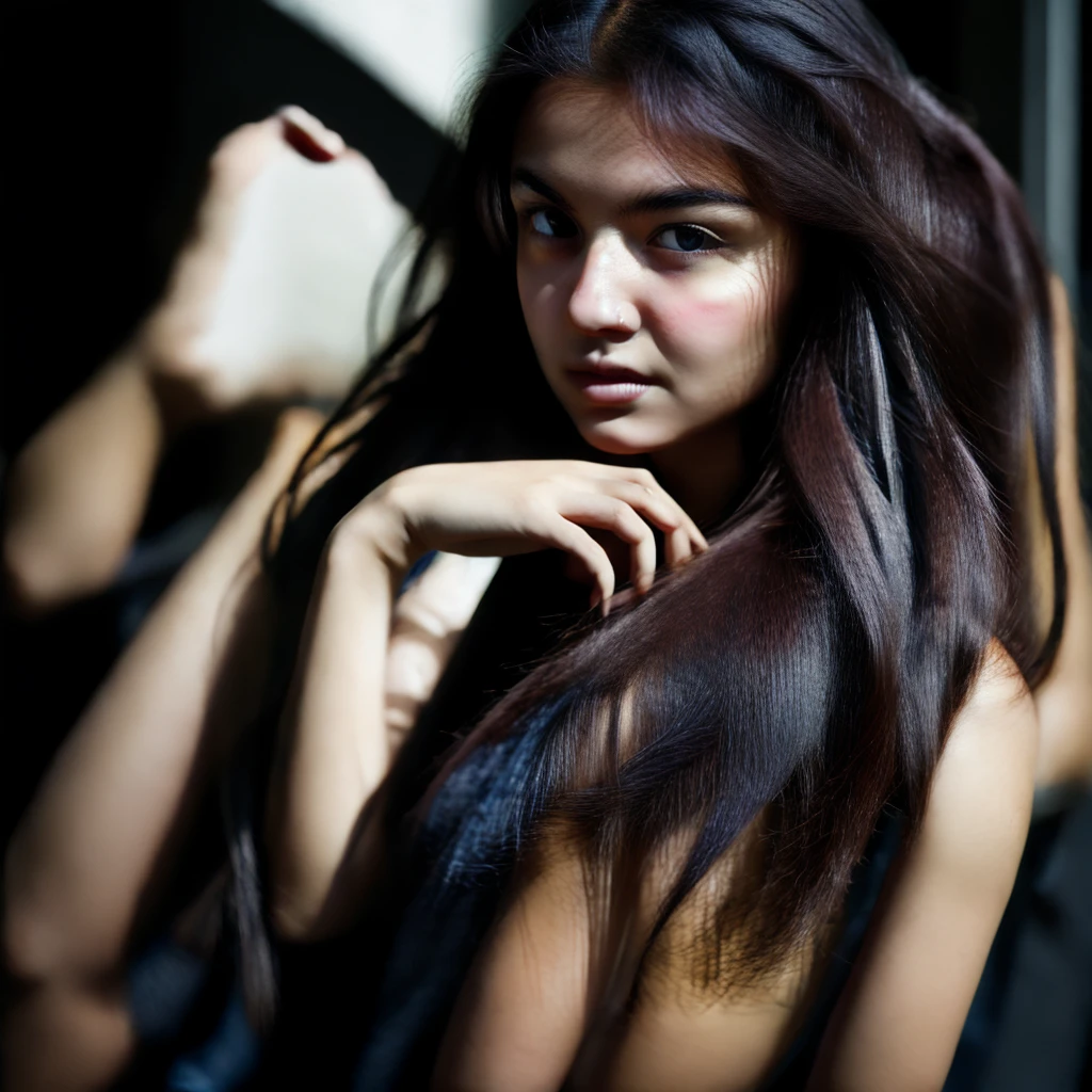 Pakistani girl. Dark hair. Dark Eyes. . Young adult. Pretty.
