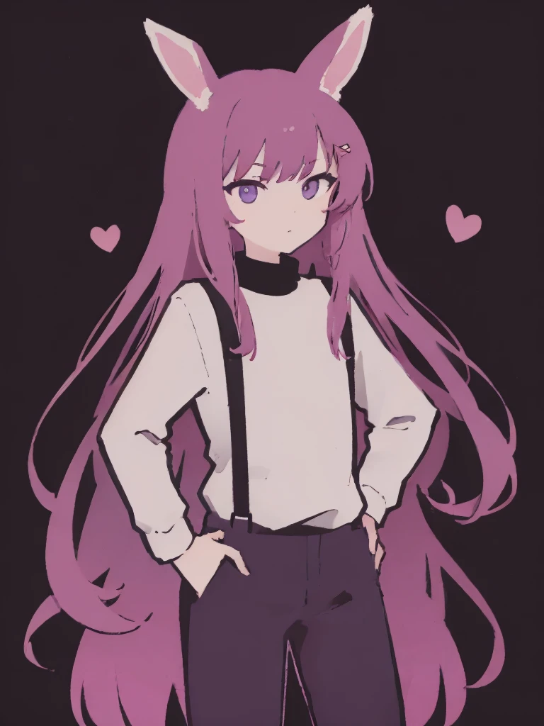 man with pink bunny ears black turtleneck and dark purple pants 