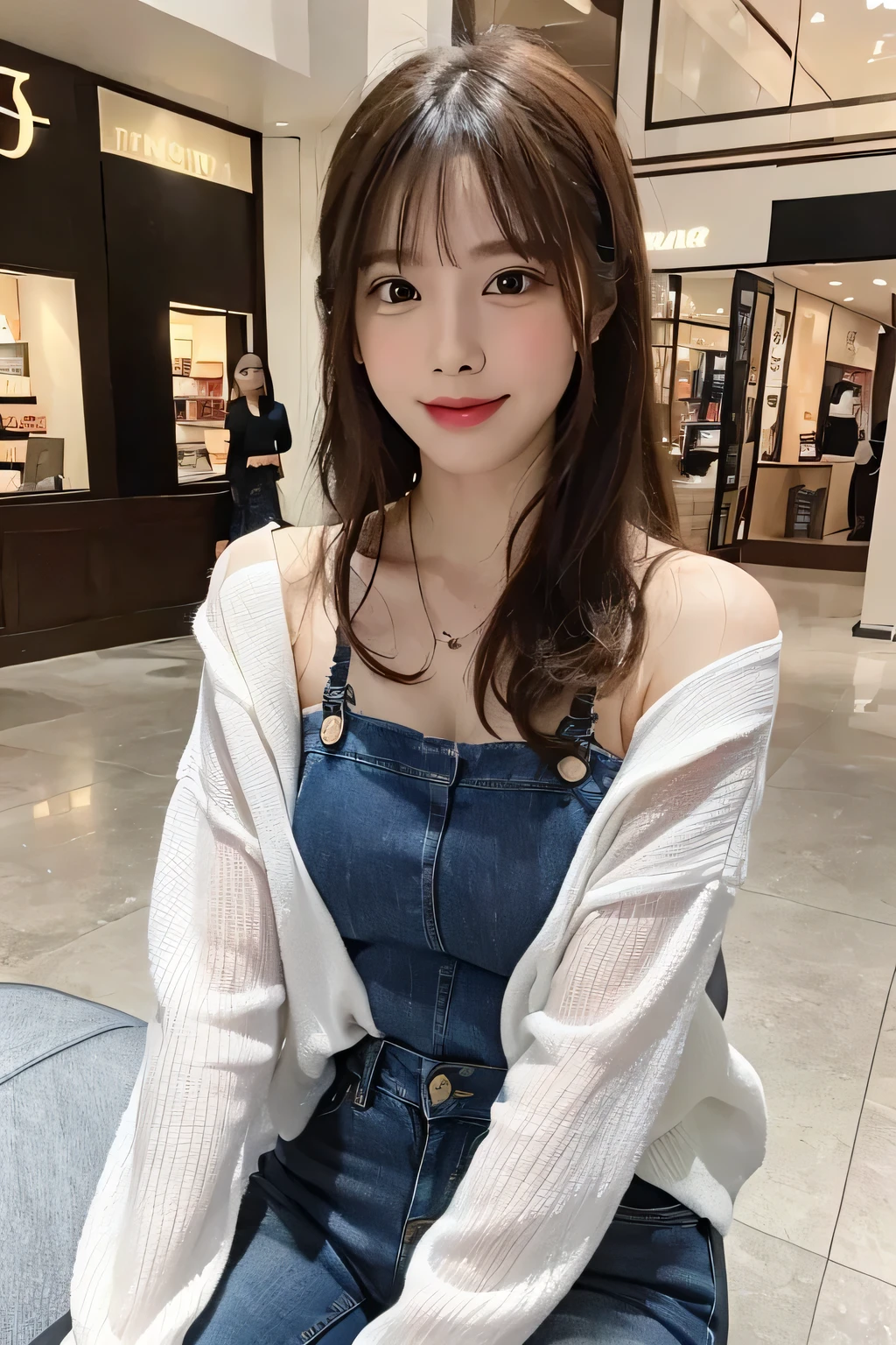 4K(8K),Shopping Mall,jeans,full body,smile