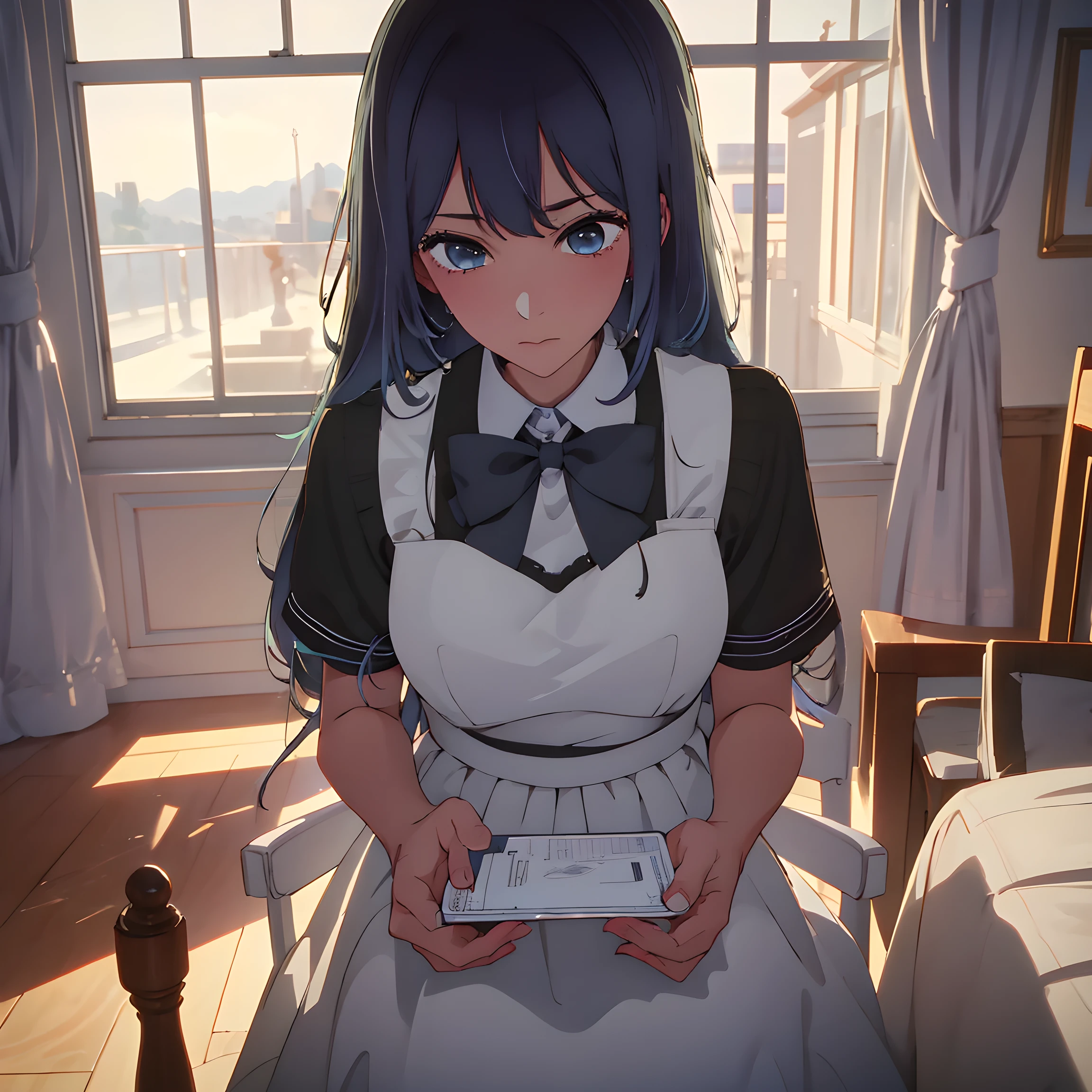 Masterpiece, Best Quality, high resolution, absurdities, 8k, 4k, Official Art,, , (Department_color:0.9),, , 1 girl, Big_old, maid uniform