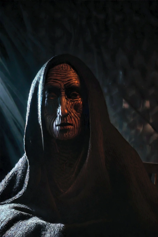 A terrifying man-like being, pitch black face, dark room, sitting on bed, dark and gloomy atmosphere, detailed facial features, eerie presence, sinister expression, dramatic lighting, creepy and unsettling, high quality, photorealistic, dark fantasy, horror, chiaroscuro lighting, dramatic shadows, moody and atmospheric