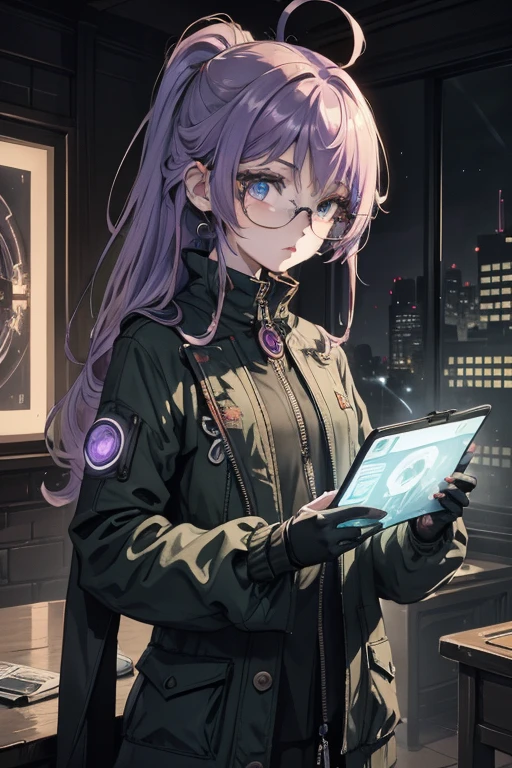 ((tmasterpiece)), ((ultra - detailed)), ((best qualtiy)), Beautiful and delicate eyes, Detailed face, The best lighting, The best shades, 1 girl,solo, ((cyber punk style, edge lit, machine arm,Hologram aura,Surreal Science Fiction Art,Future Science Fiction Aesthetics,Flat 2D style)), ((The main colors are purple and green)), Huge light bulb, (Girl inside the screen:1.5),Mobile Paradise,Orange bulb,A world made up of mobile phones,Gamepad,VR glasses,Virtual screen, freckle, Cold nose, (((Buble))), illustration,japanese inspired, (highly detailed), Whirlpool effect,