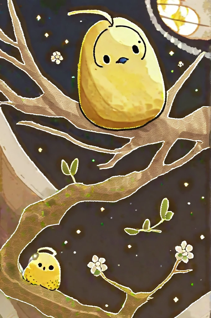 ((Лучшее качество)), ((шедевр)), (подробный), the branch on which the golden bird sits