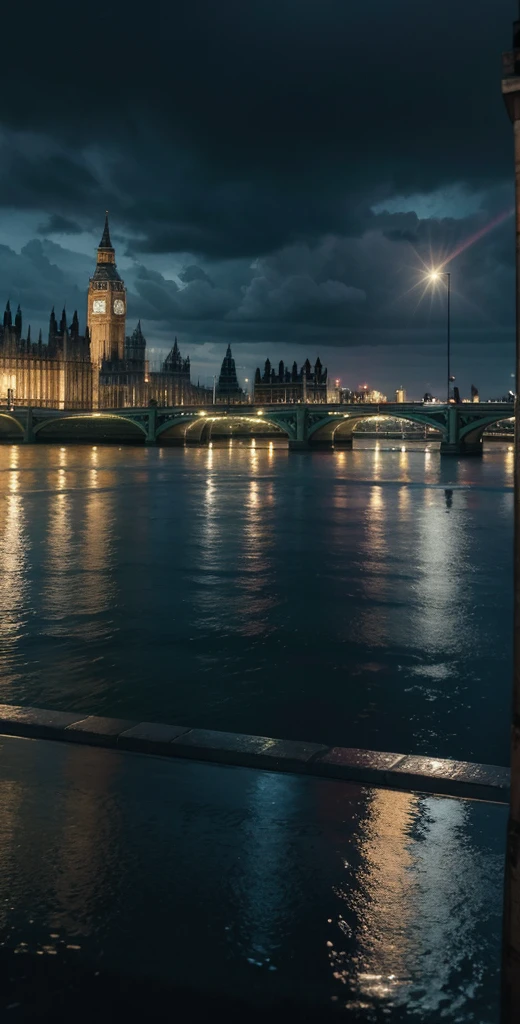 London, ultra realistic, hard rain