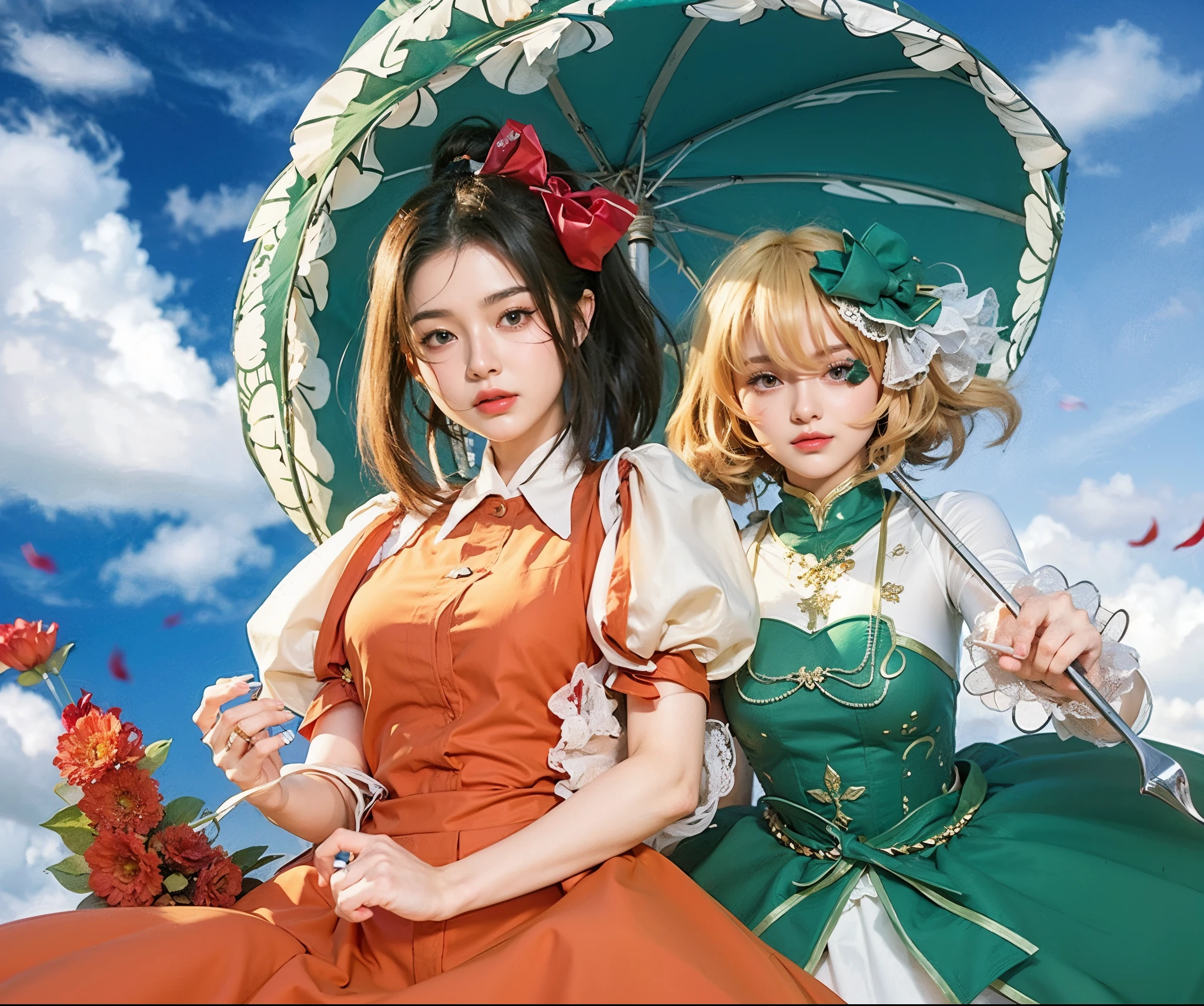a close up of a 4 girls ,blonde hair , big booobs , shadowbringers cinematic, 4 k detail fantasy, a beautiful fantasy empress, game cg, xianxia fantasy, xianxia hero, 2. 5 d cgi anime fantasy artwork, cinematic goddess close shot, ruan jia and artgerm, wow 4 k detail fantasy, hyperdetailed fantasy character