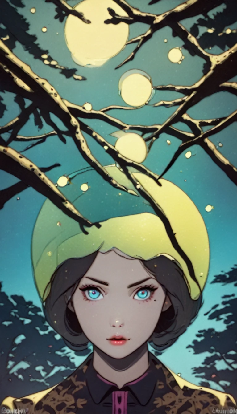 Kuvshinov among branches and fireflies, Sandusha, Fantasy Art, (((Surrealism))), (Style - Glass)