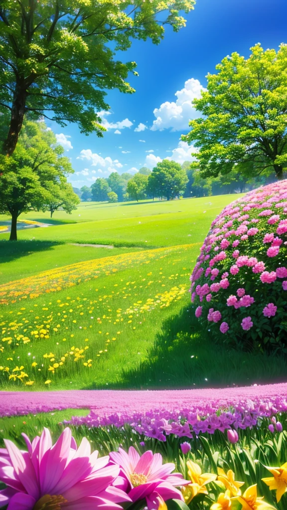 Nature landscape, spring and vibrant daffodils beautiful scene, saturated with color ,High Definition Photography, Realistic nature, HD 4K.
