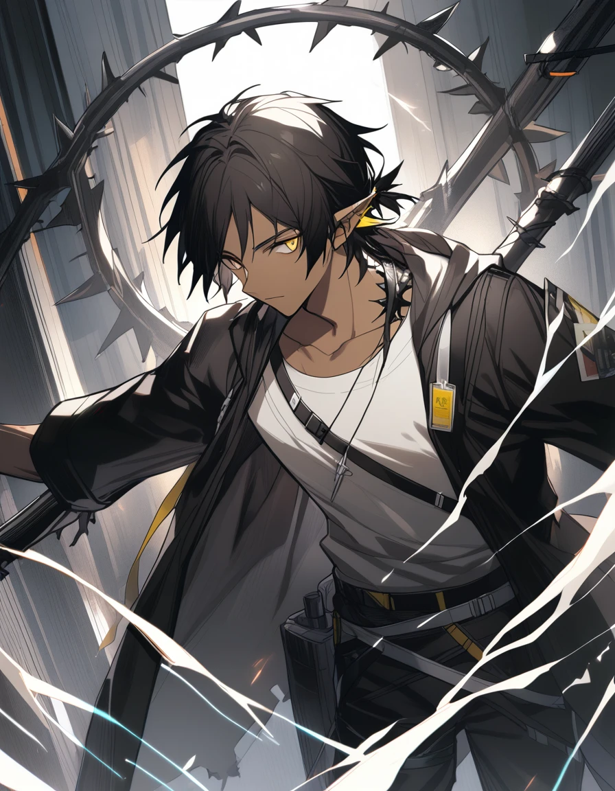1boys, male focus, thorns \(arknights\), arknights