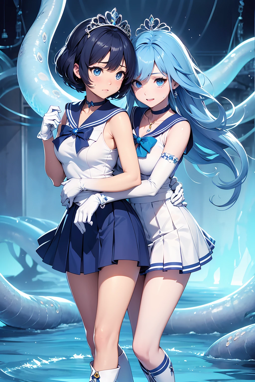 {{{Tentaclesボンテージ}}}Official Style, Anime Style,so beautiful、Highest quality、Realistic、complicated、Overall Details{{Sailor Mercury}}Blue Hair, Magical girl, Blue eyes, Blue Skirt, Cute white panties、White elbow-length gloves, tiara, Pleated skirt ,Blue long boots　Light Blue Sailor Necklace, mini skirt, choker, blue choker, White gloves、fixed constraints、Reproductive worship、It was a punk、biotechnology、rape、Tentaclesセックス、{{Cilia on creature's back}}、caress、少女の間を通るTentacles&#39;feet、Tentacles摩擦マンコ、NSFWの手feetは生き物の中にあります、{{riding, Spanking the Spintacle}}, {{{{{Back-arching orgasm}}}}}++, {{Head jumps back}}, Push your stomach forward、Clothes that tear easily　Nipples、belly button、Cry with your eyes open、Forced Orgasm、Love Juice、get wet、Sweat、vapor、Trembling、inside the stomach of a creature、Slime、{{Cilia}}Tentacless of the skin、Tentaclesの穴、look forward to、straight、Close to the audience、Cowboy Shot、Focus Only、complicated、(Very detailed)、(( On the body / Bukkake  with excess semen splashing))　Tentaclesを握る　Tentaclesを舐める　Tentacles　{{{Torn clothes}}} {{{Ecstasy}}}}++ Love Juice