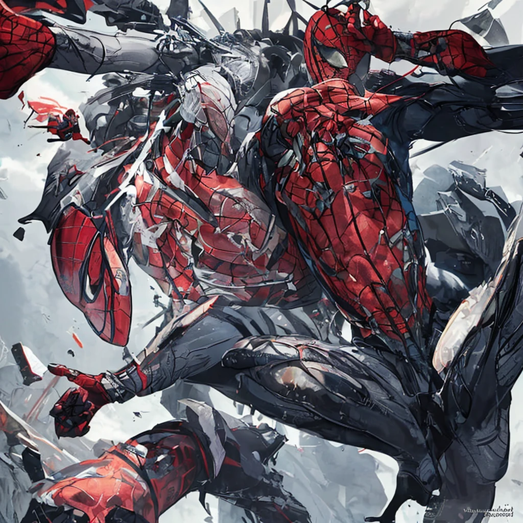 {{A poorly executed and ((unrealistic)) representation of {((Spiderman in his comic book suit))}}} with {((awkward pose, stiff web movement, and unrealistic textures))}. This is a {((low-quality))}-inspired image that showcases {((blurry details and poorly defined textures))}. The environment/background should be {((bland and undefined))} to create a {((dull and uninspiring mood))}. The image should be in the style of a {((low-resolution photograph))}, incorporating elements that are {((unrefined and lacking detail))}. The {((distant shot))} shot, captured with a {((inferior lens))} lens, will provide a {((unengaging perspective))}. The lighting should be {((flat and unremarkable))}, emphasizing {((lack of depth and contrast))}. The desired level of detail is {((low))} with a {((poor resolution))} resolution, highlighting {((bland and uninteresting visual elements))}. The goal is to create a ((disappointing)) image that falls short of expectations, lacking {((impact and realism))}.