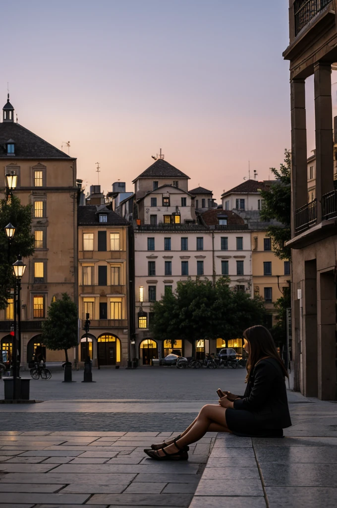Dusk sitting in a square
