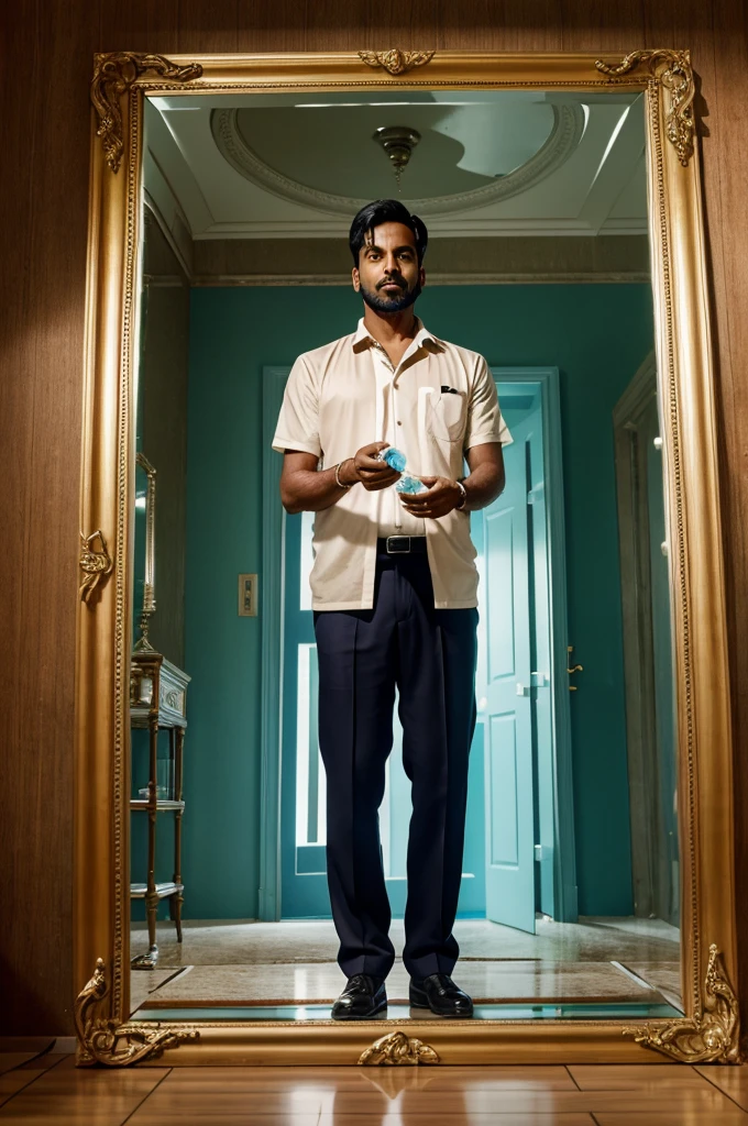 Ravi approached the mirror to clean it. As soon as he touched it, a strange voice emanated from within. Everyone was startled. The voice said, "If you dare to seek the truth, proceed.