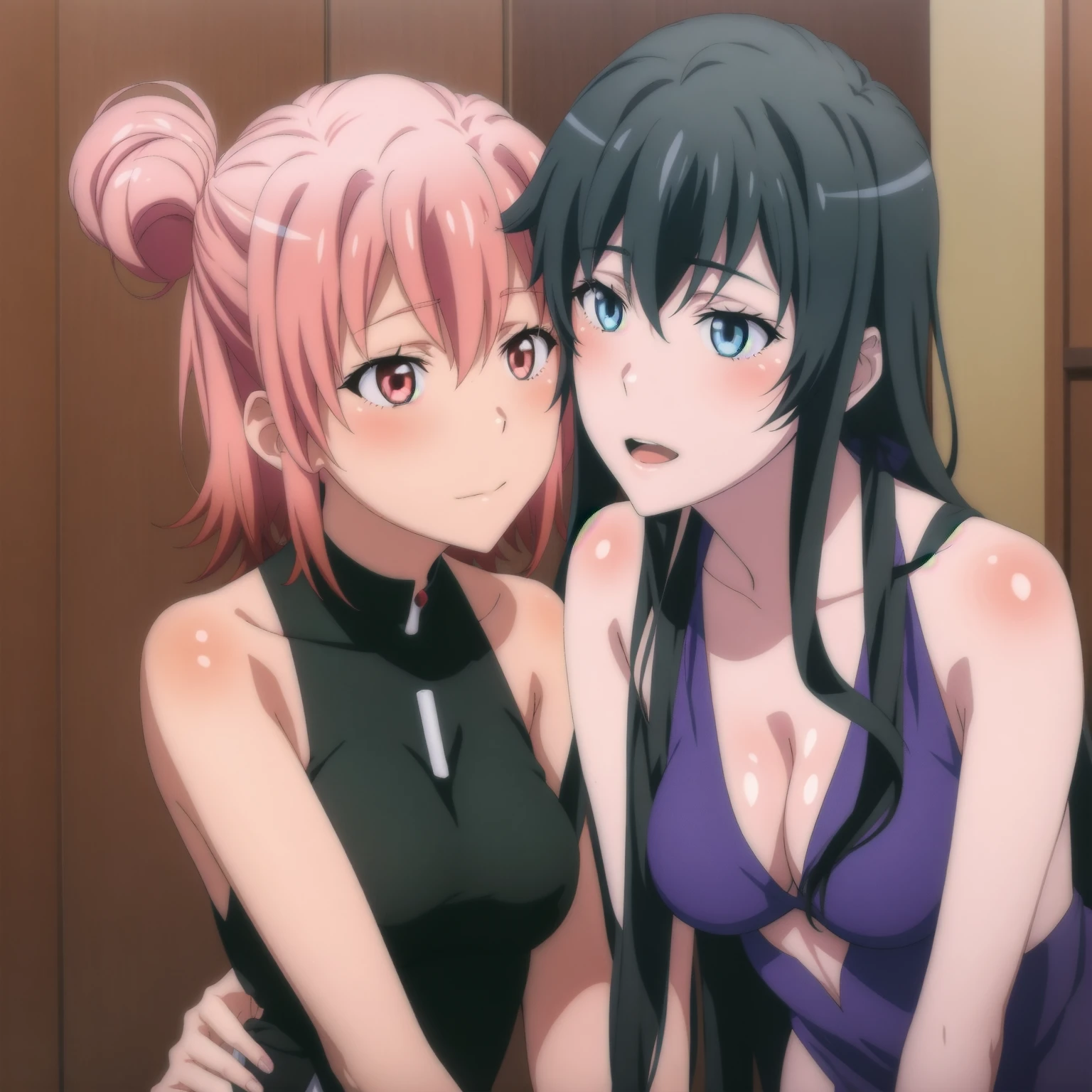 2girls , yukinoshita yukino , yuigahama yui , kissing , 