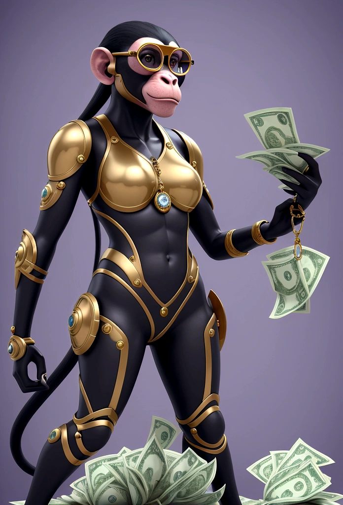 futuristic monkey with money