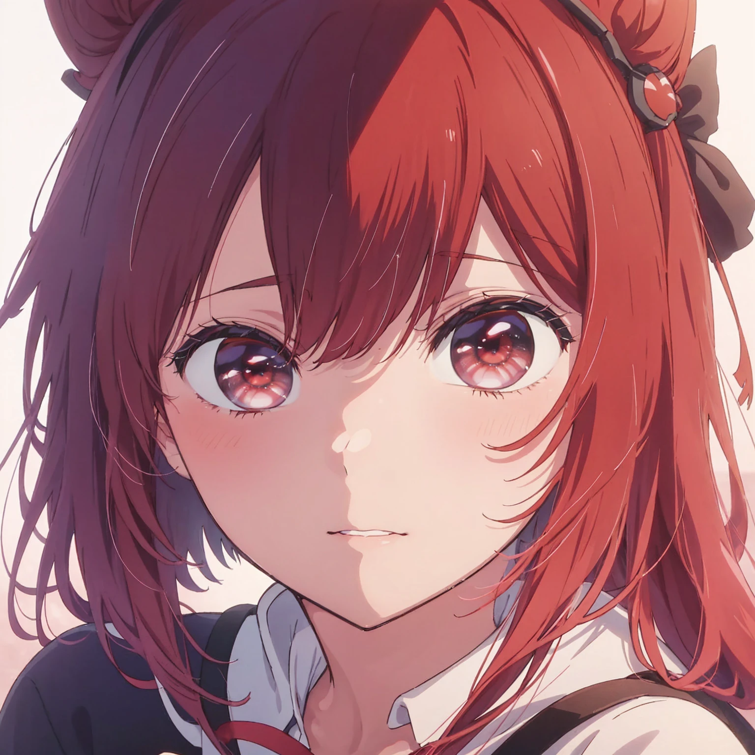 Red hair and red eyes, close-up Iwakura Lane, anime visuals of cute girls, anime best girl, anime girl named Lucy, close-up Iwakura Lane, anime moe art style