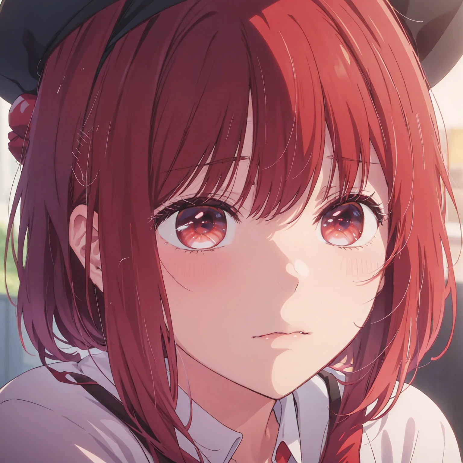 Red hair and red eyes, close-up Iwakura Lane, anime visuals of cute girls, anime best girl, anime girl named Lucy, close-up Iwakura Lane, anime moe art style