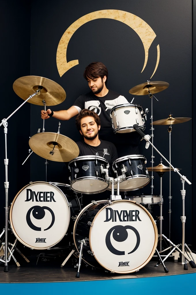 Drummer rock sheep with drumsticks for logo