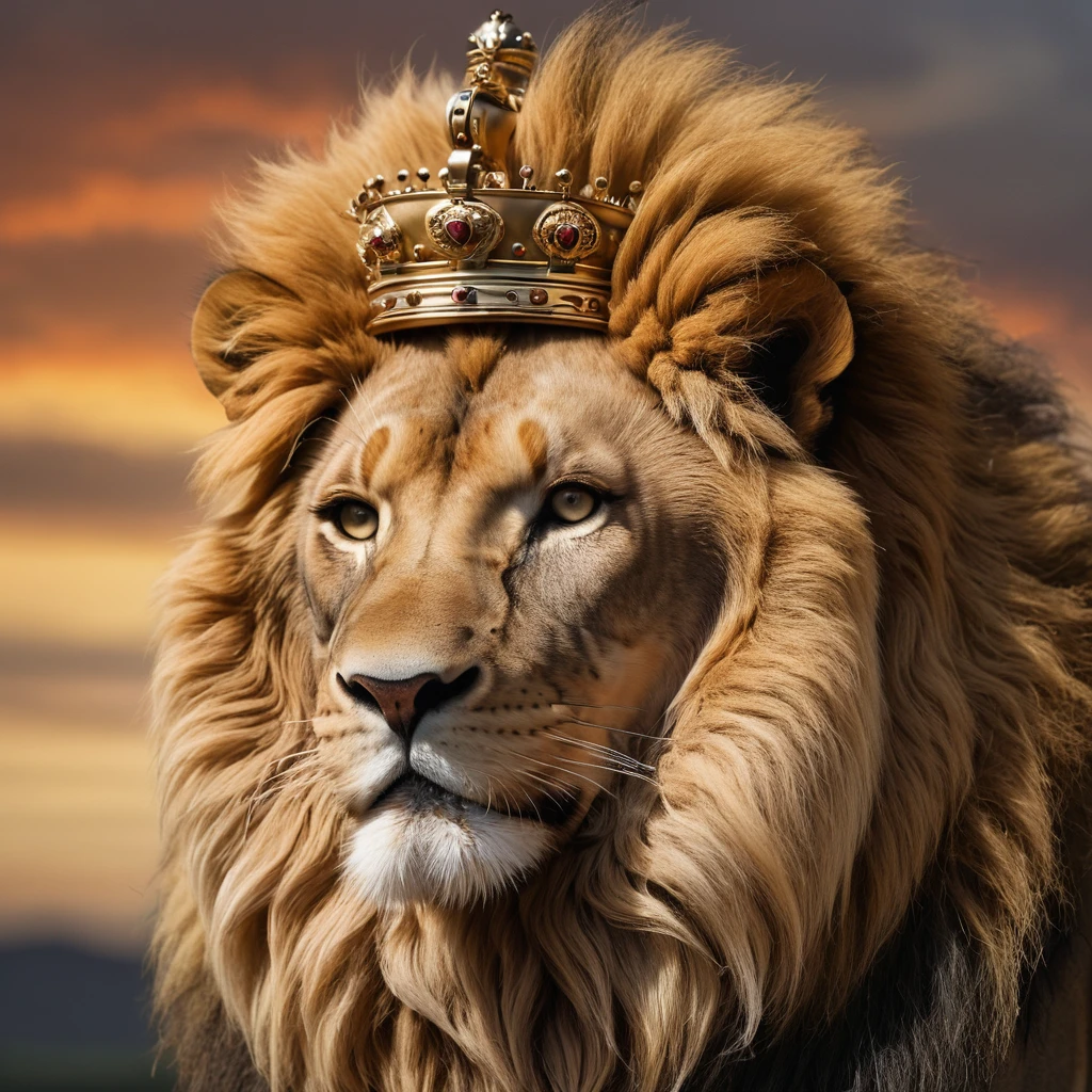 Lion Male，King，masterpiece、Highest quality，Wearing the Isle of Man