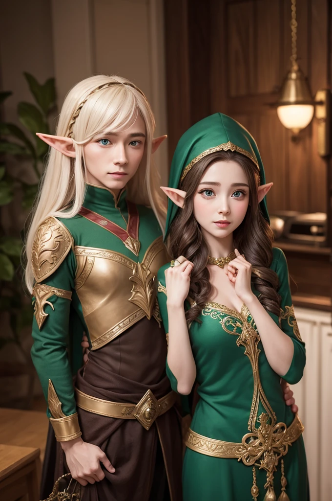Make two elves together, that the elf is asking his beloved to date a boy and a girl