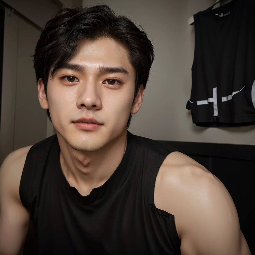 arafed man with a black shirt and a black tank top, jung jaehyun, wan adorable korean face, jinyoung shin, south korean male, all from the group nct, cai xukun, taejune kim, kim doyoung, hyung tae, wonbin lee, handsome face, headshot profile picture, siwoo kim, male ulzzang