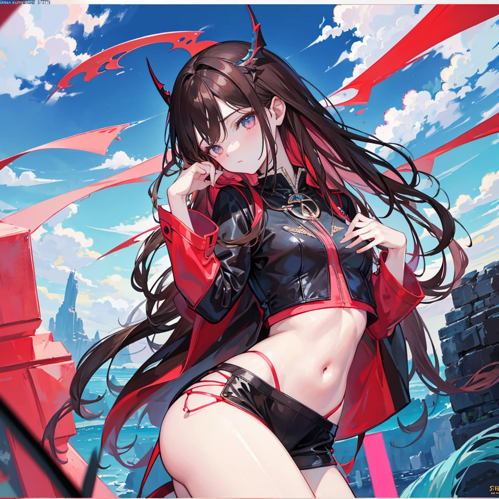 max ernst, a Korean beautiful girl,luxury brand fashion,long hair,red Electric super car,acrylic painting,future world,René Magritte, pink black panty,cool illustration.small clouds,brown hair